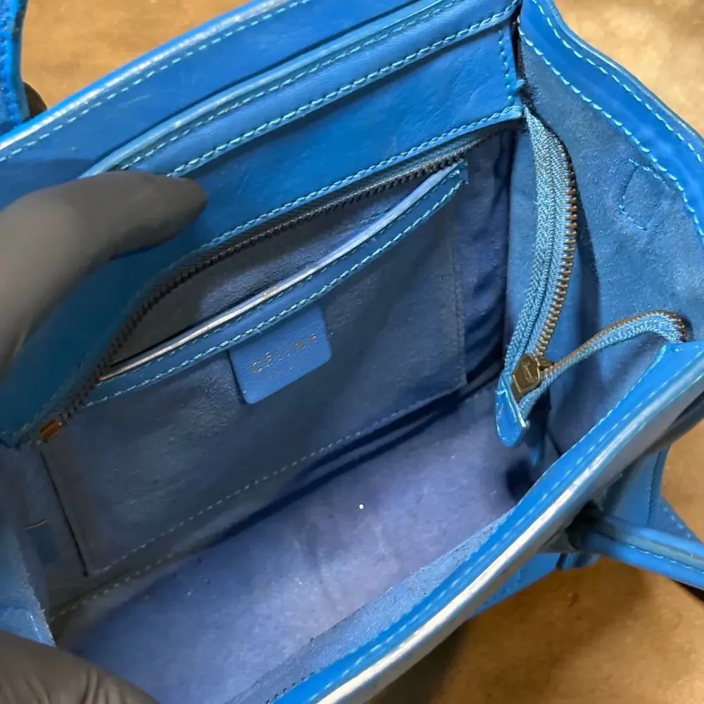 CELINE Luggage Nano Shopper Leather Tote Bag Royal Blue